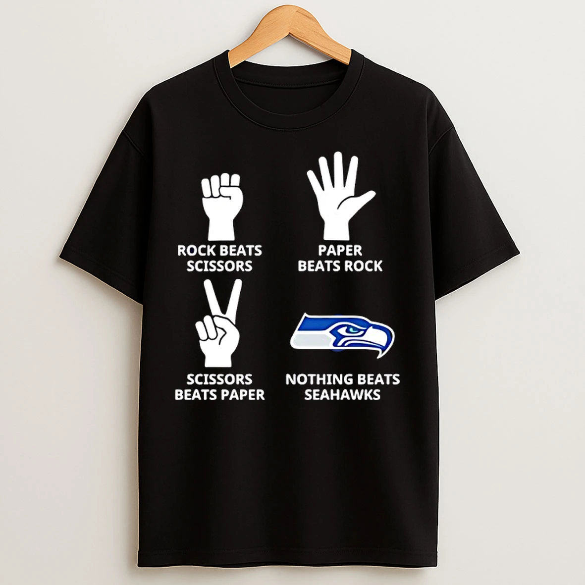 Classic Seattle Seahawks Nothing Beats Rock Beats Scissors Paper Beats Rock Scissors Beats Paper T Shirts