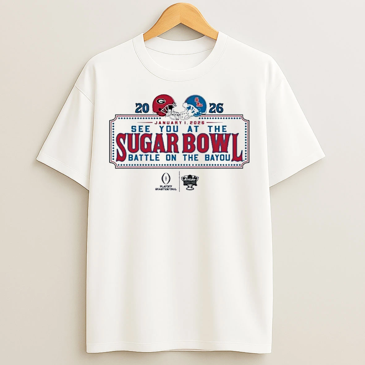 Classic See You At The Sugar Bowl Dueling Helmet 2026 Georgia Vs Ole Miss T Shirts