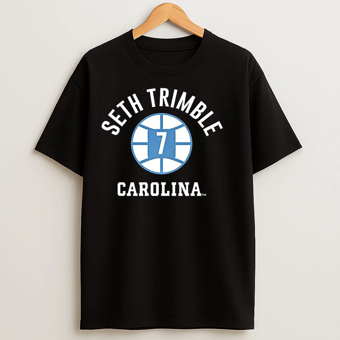 Classic Seth Trimble North Carolina Tar Heels Basketball Name Number 7 Ball T Shirts