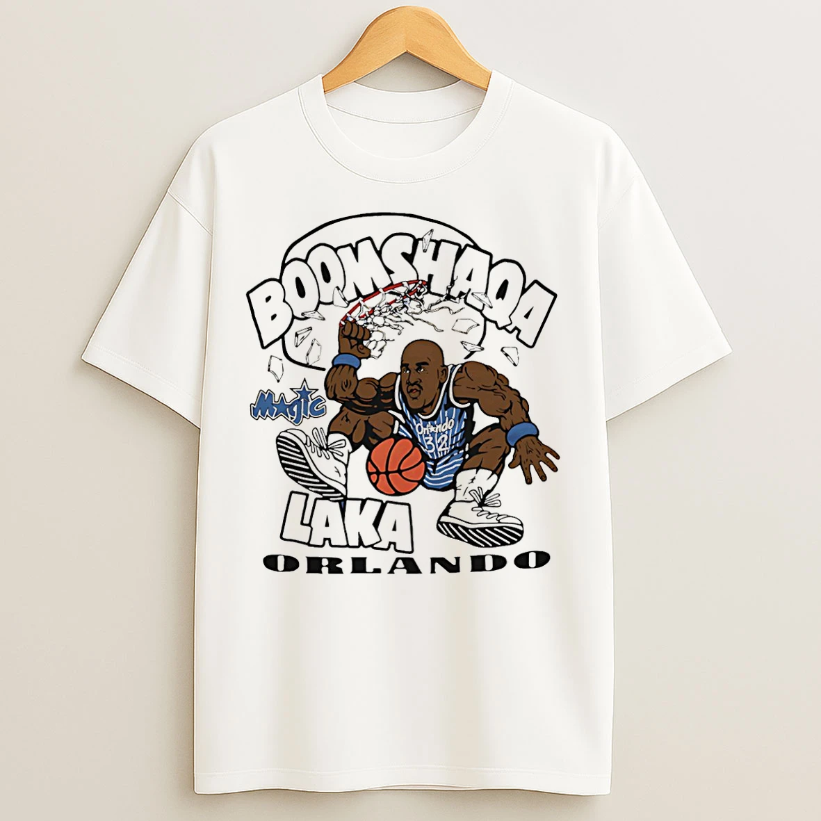 Classic Shaquille Oneal Orlando Magic Boomshaqalaka Caricature T Shirts