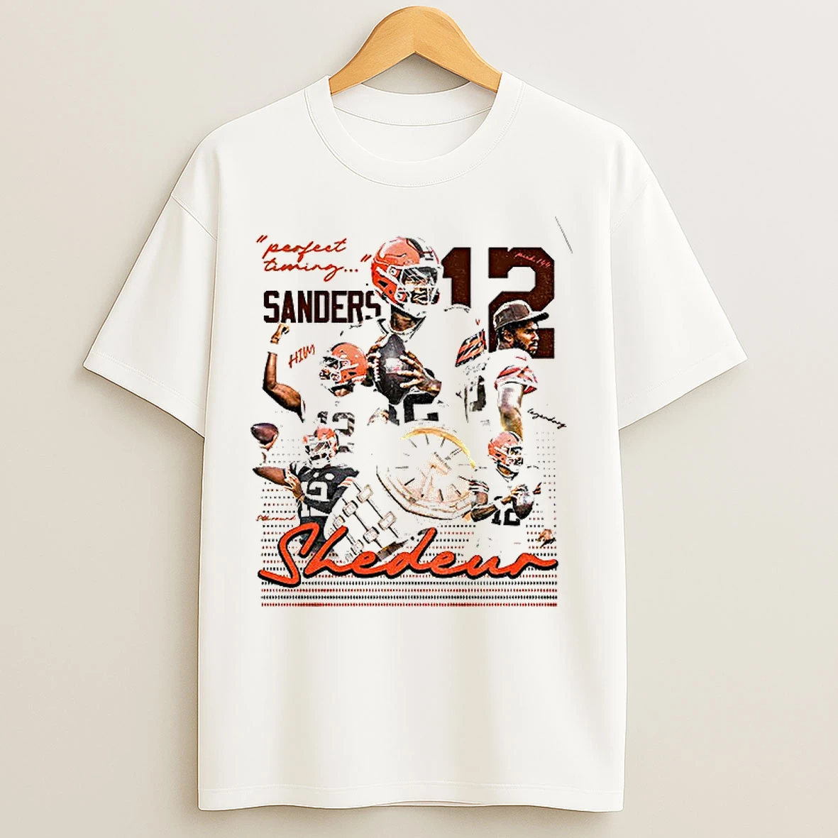 Classic Shedeur Sanders 12 Perfect Timing Cleveland Browns Nfl Football 2025 Graphic T Shirts