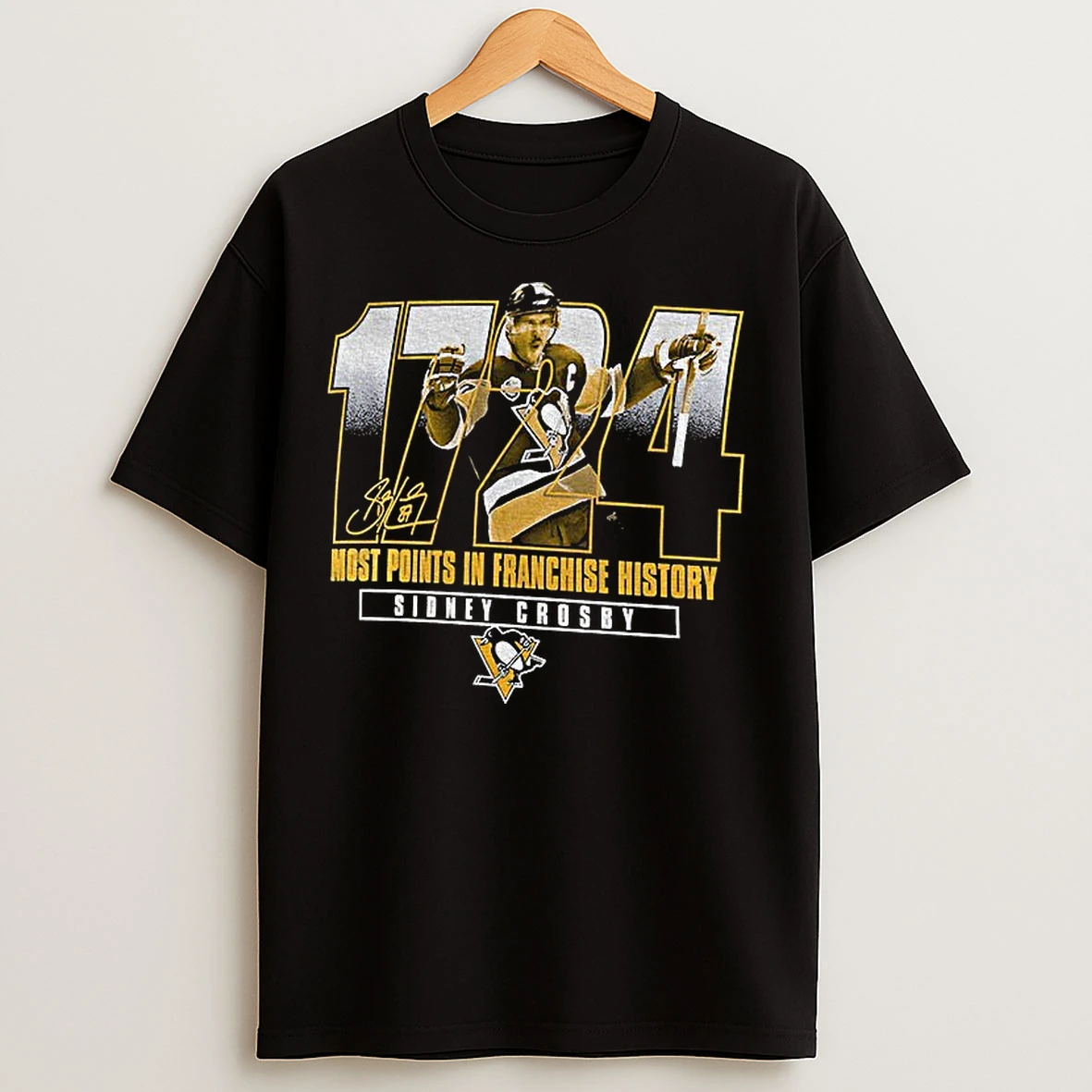 Classic Sidney Crosby Pittsburgh Penguins Nhl Most Points In Franchise History Signature T Shirts