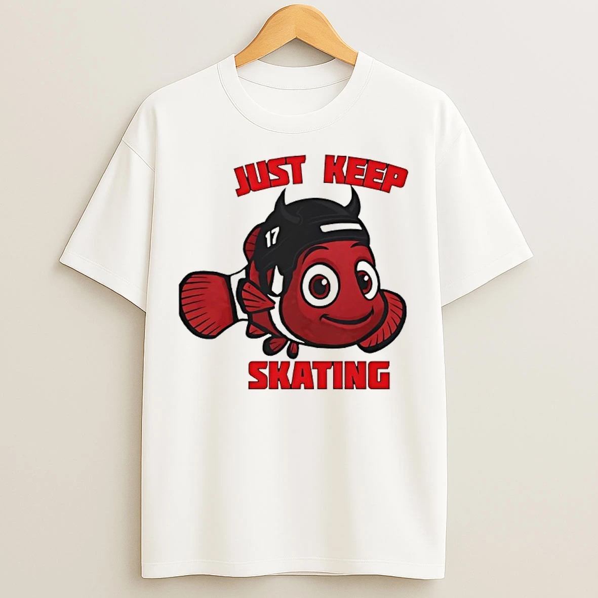 Classic Simon Nemec Just Keep Skating Fish Finding 17 New Jersey Devils Hockey T Shirts
