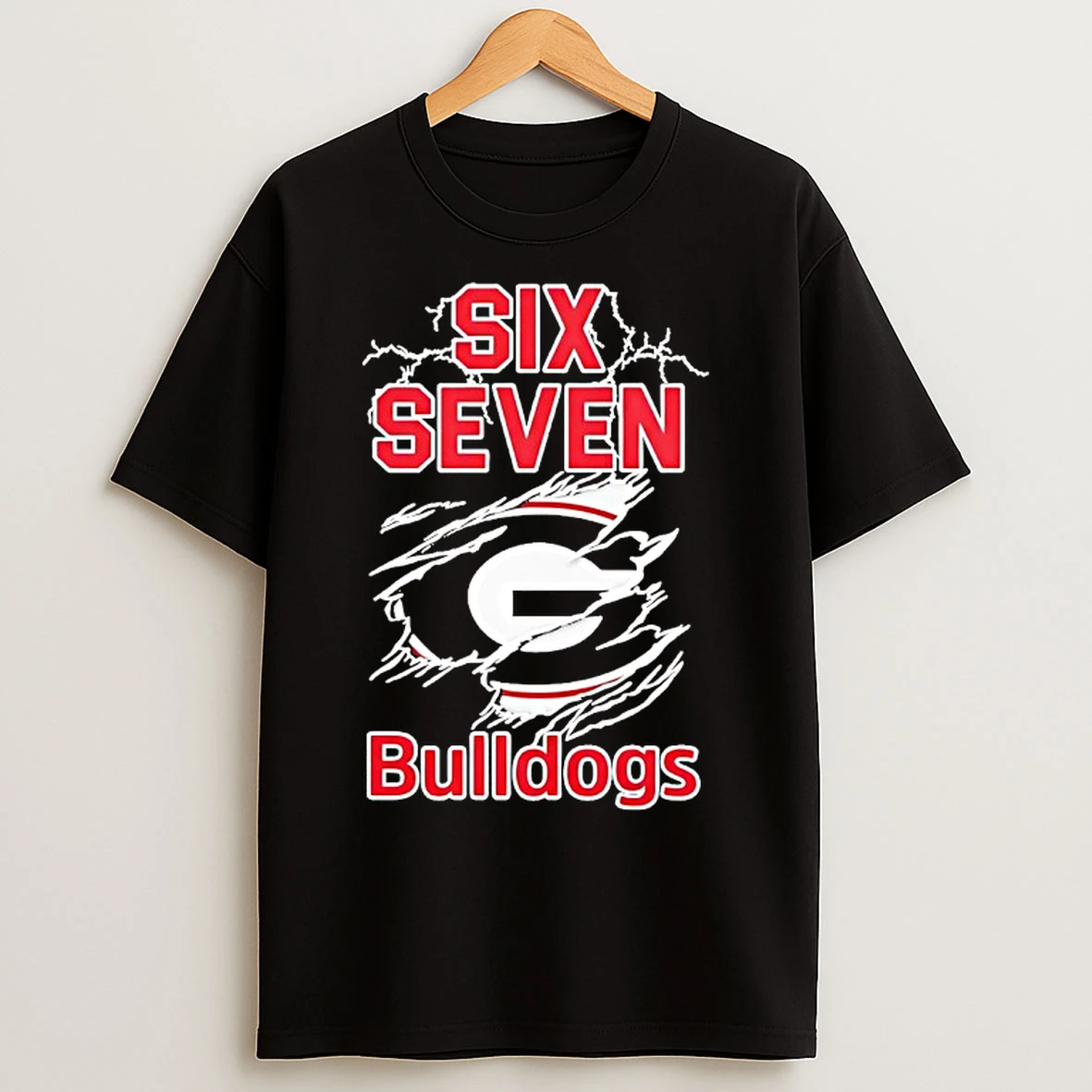 Classic Six Seven Georgia Bulldogs Logo Lightning T Shirts