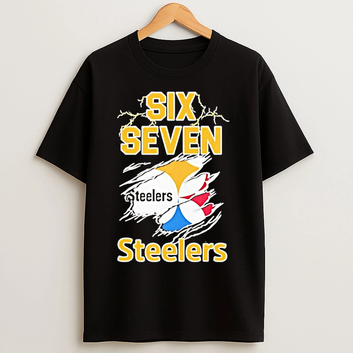 Classic Six Seven Pittsburgh Steelers Logo T Shirts