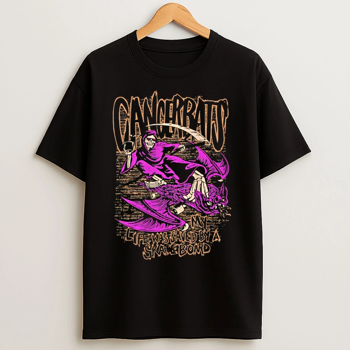 Classic Skate Bat Cancer Bats My Life Was Saved By A Skateboard T Shirts