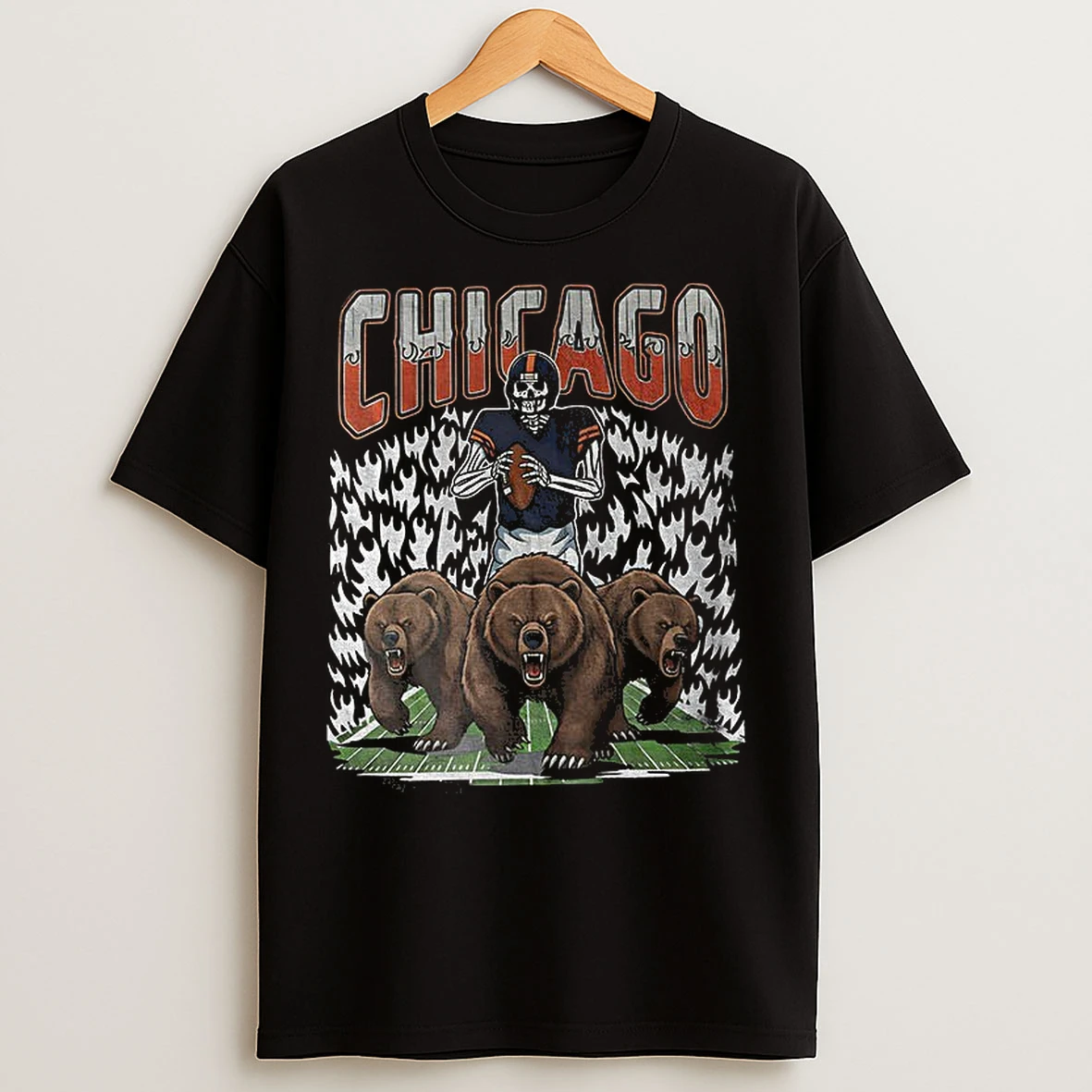 Classic Skeleton Bears Running Chicago Bears Football Game Day 2025 T Shirts
