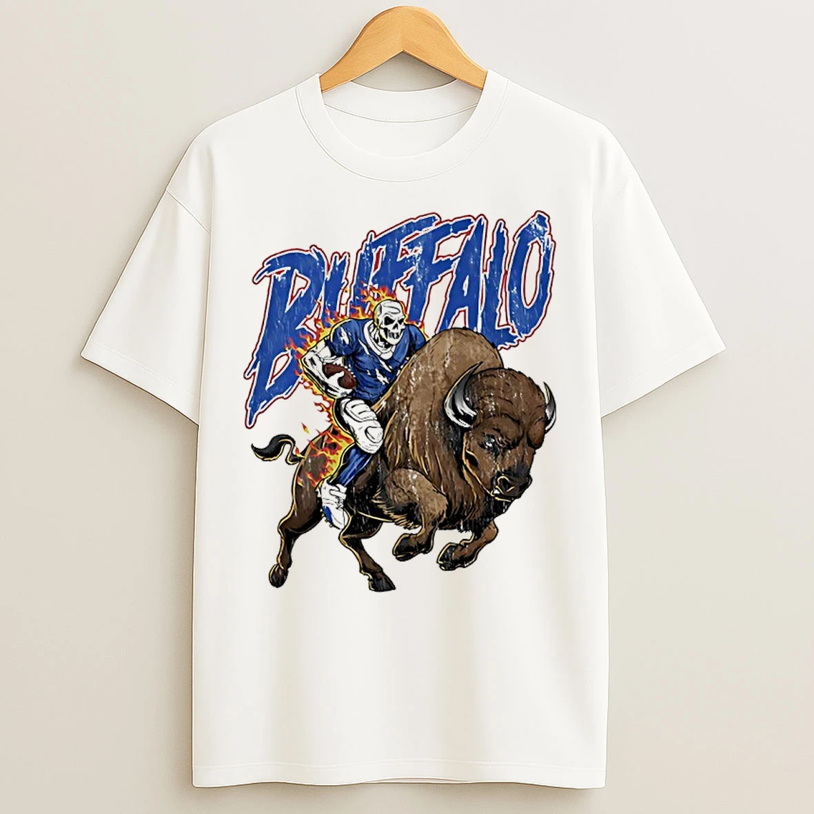 Classic Skeleton Buffalo Bills Flame Vintage T Shirts