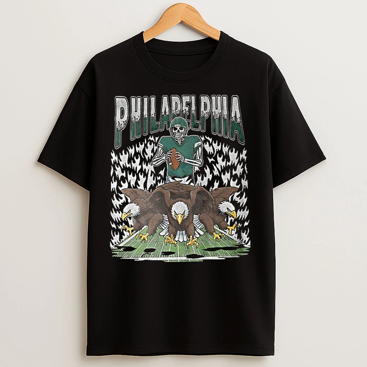 Classic Skeleton Eagles Running Philadelphia Eagles Football Game Day T Shirts
