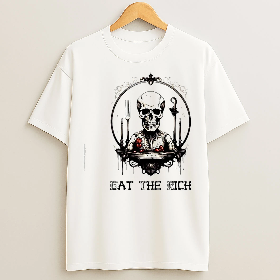Classic Skeleton Eat The Rich Graphic T Shirts