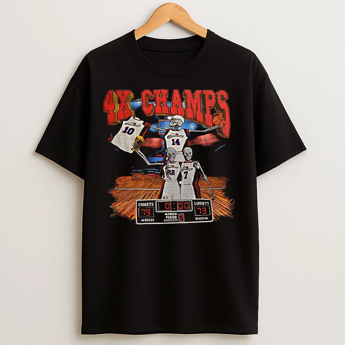 Classic Skeleton Houston Cougars 4x Champs Basketball T Shirts
