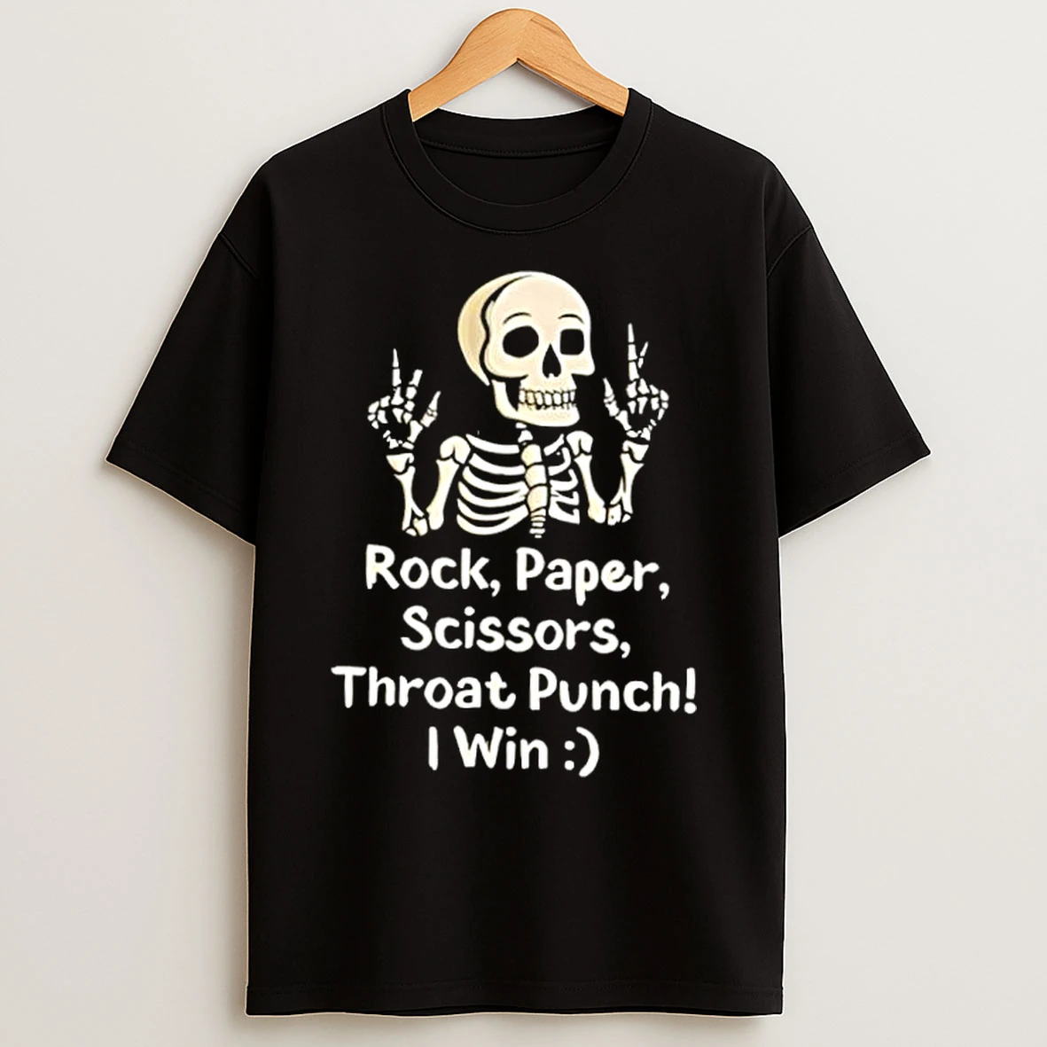 Classic Skeleton Rock Paper Scissors Throat Punch I Win Stylish T Shirts