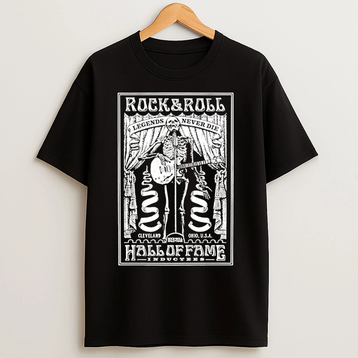 Classic Skeleton Rock And Roll Hall Of Fame Legends Never Die T Shirts