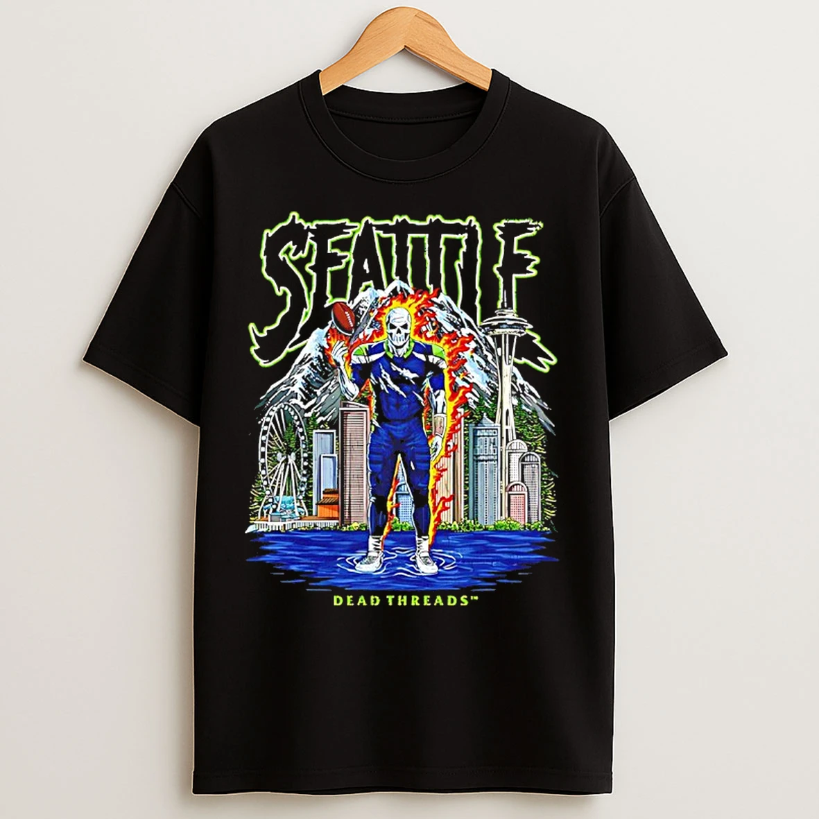 Classic Skeleton Seattle Seahawks Football Graphic Vintage T Shirts