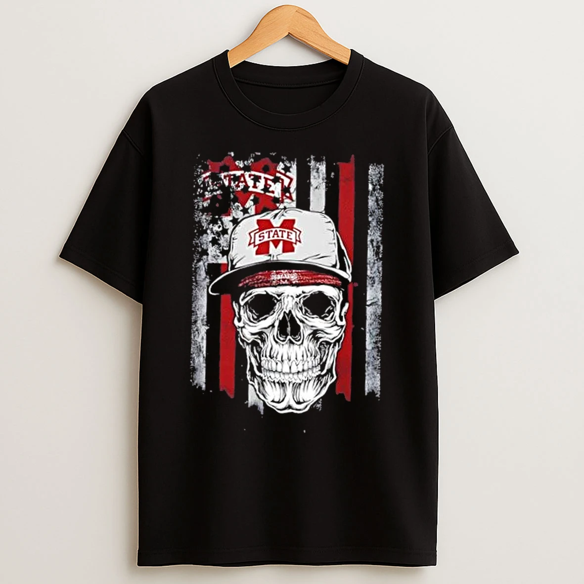 Classic Skull Wearing A Cap Mississippi State Bulldogs Us Flag T Shirts