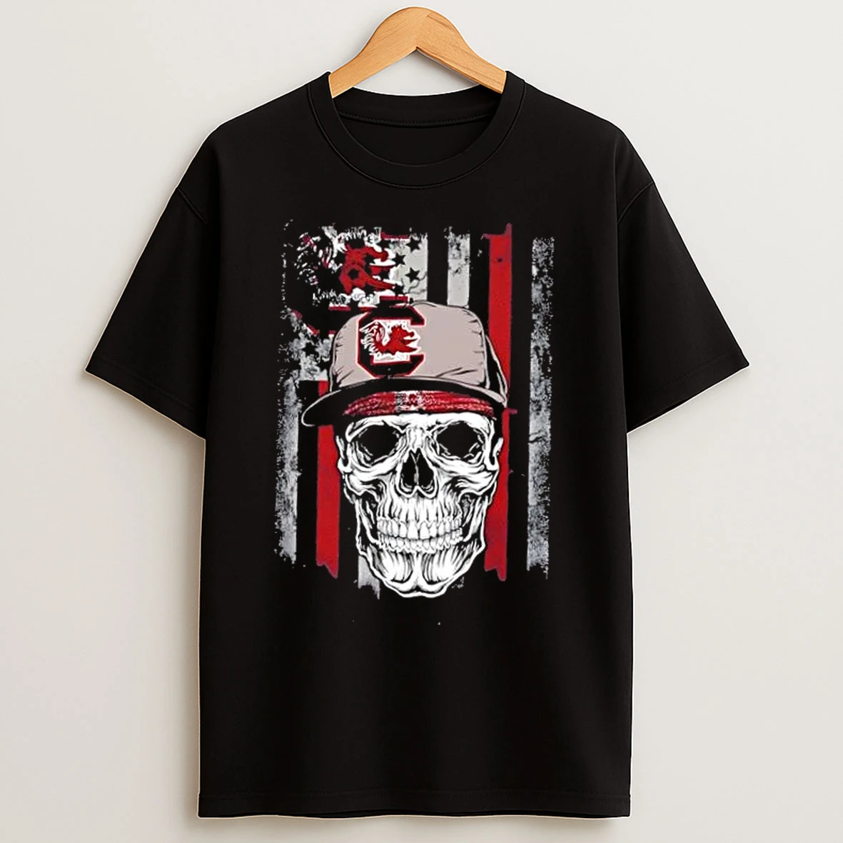 Classic Skull Wearing A Cap South Carolina Gamecocks Us Flag T Shirts