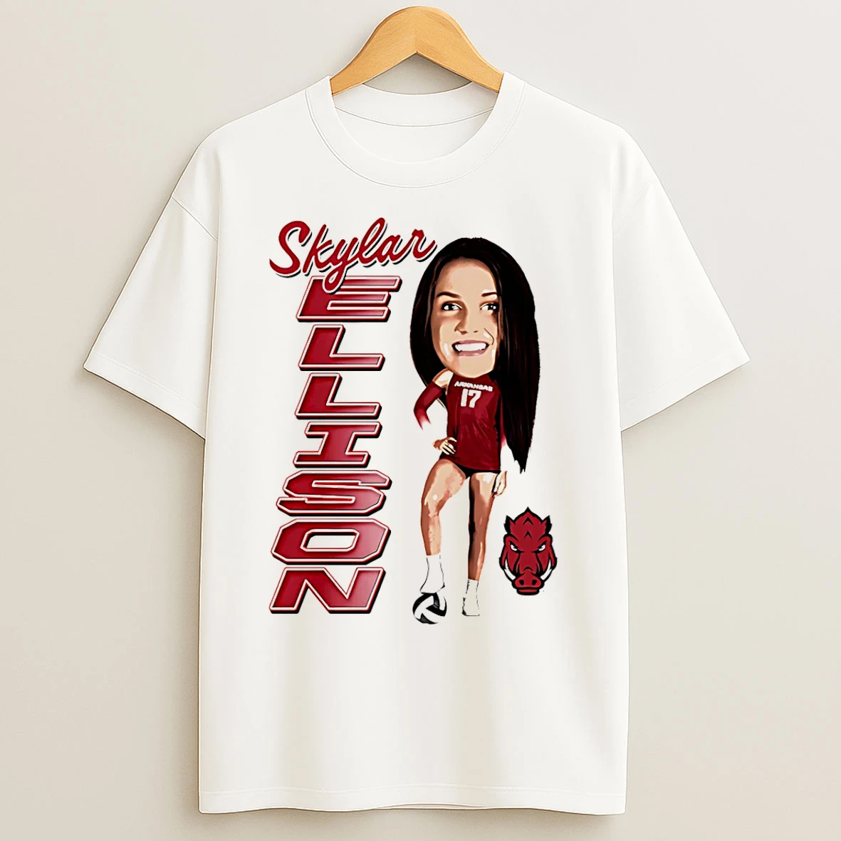 Classic Skylar Ellison Arkansas Razorbacks Caricature T Shirts