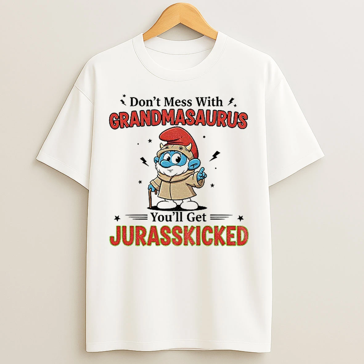 Classic Smurf Dont Mess With Grandmasaurus You Get Jurasskicked Christmas T Shirts