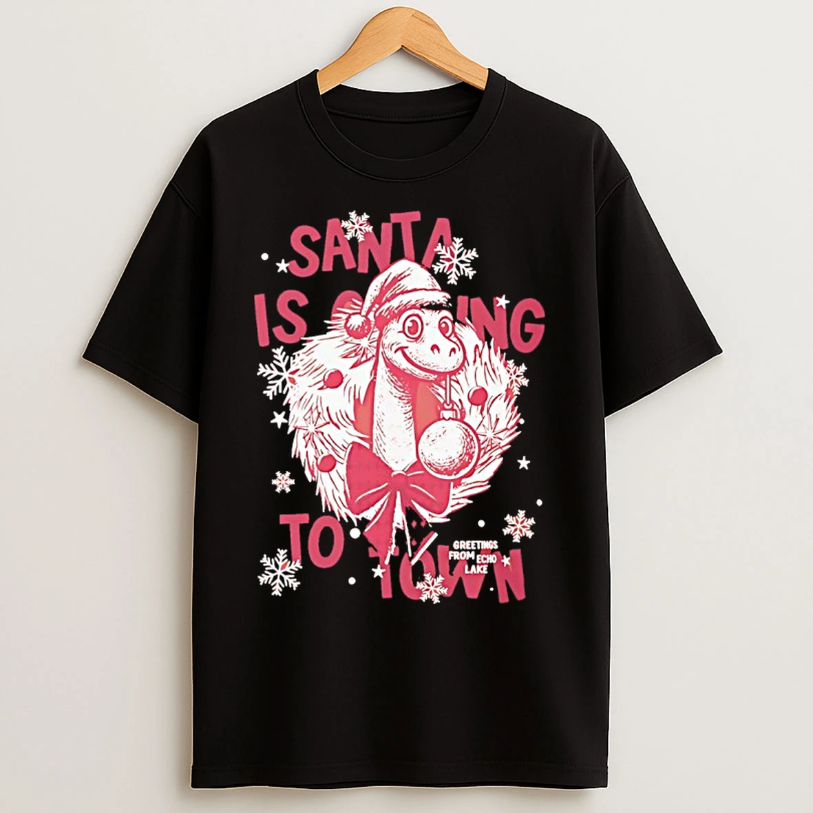 Classic Snake Santa Is Coming To Town 2025 Greetings From Echo Lake T Shirts