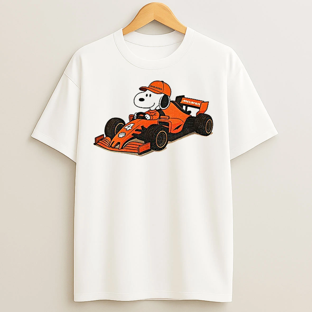 Classic Snoopy Lando Mclaren Formula One Racing T Shirts