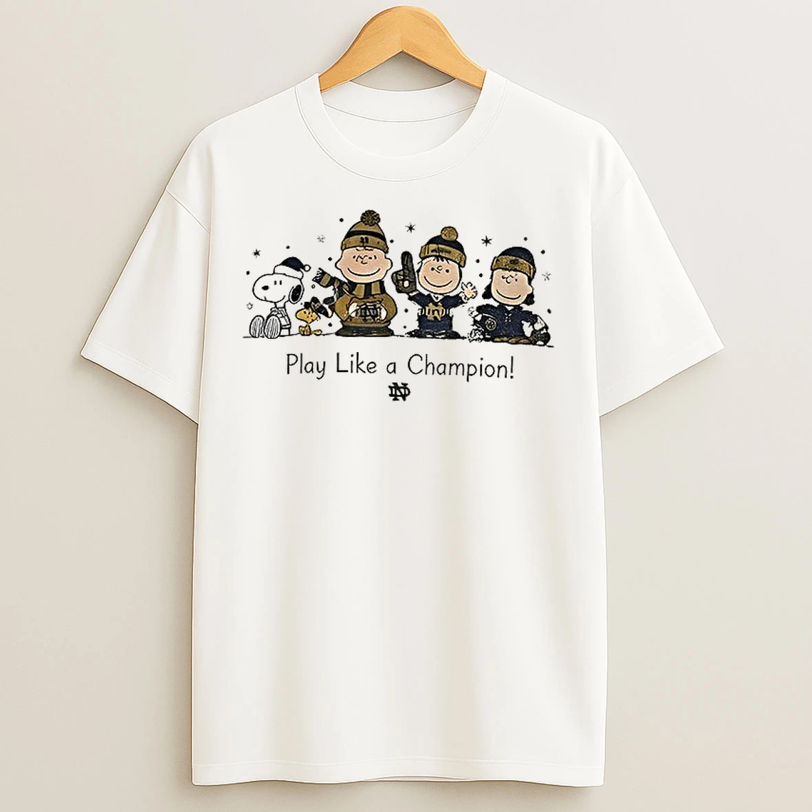 Classic Snoopy Notre Dame Fighting Irish Football Play Like A Champion Christmas T Shirts