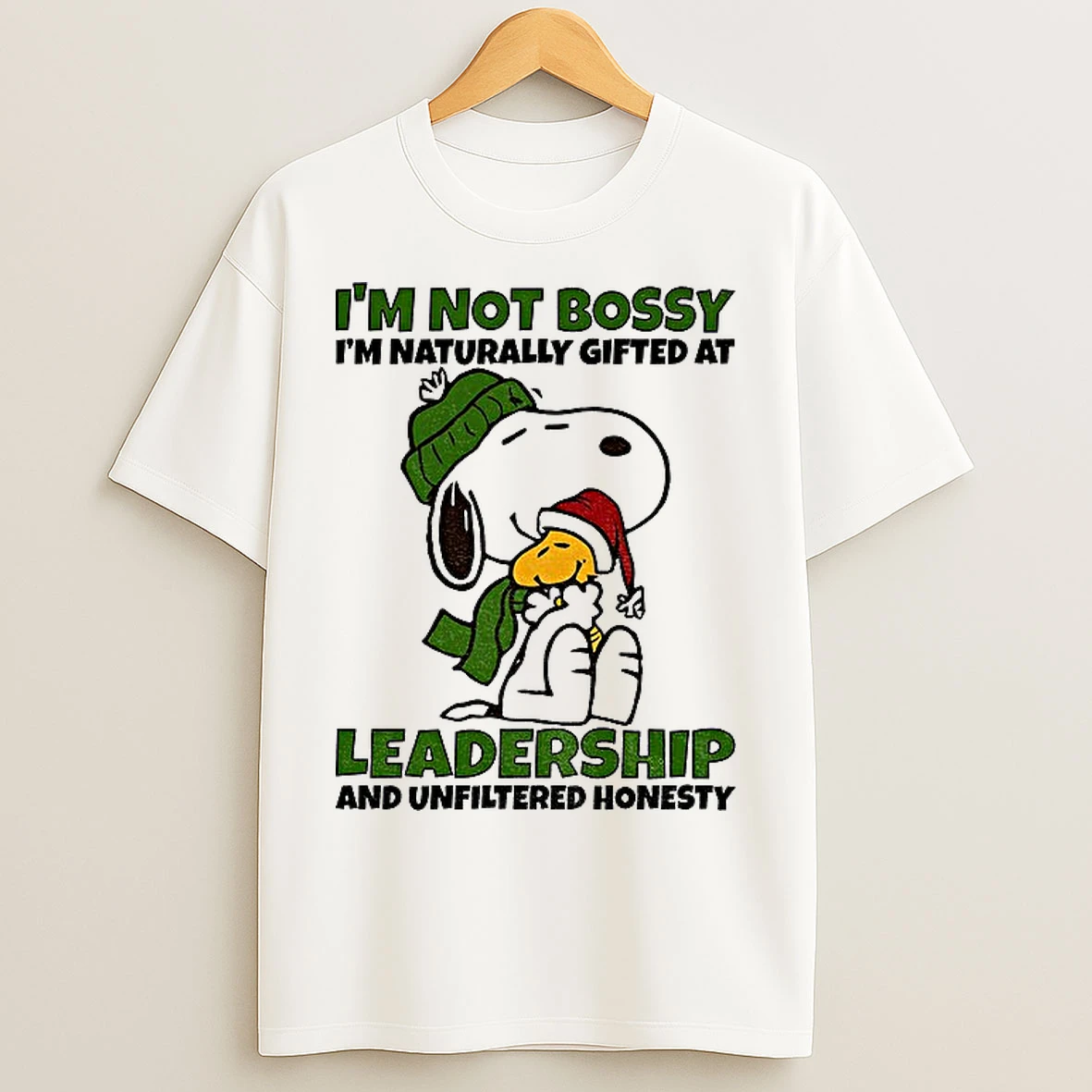 Classic Snoopy Santa Im Not Bossy Im Naturally Gifted At Leadership And Unfiltered Honesty Christmas T Shirts