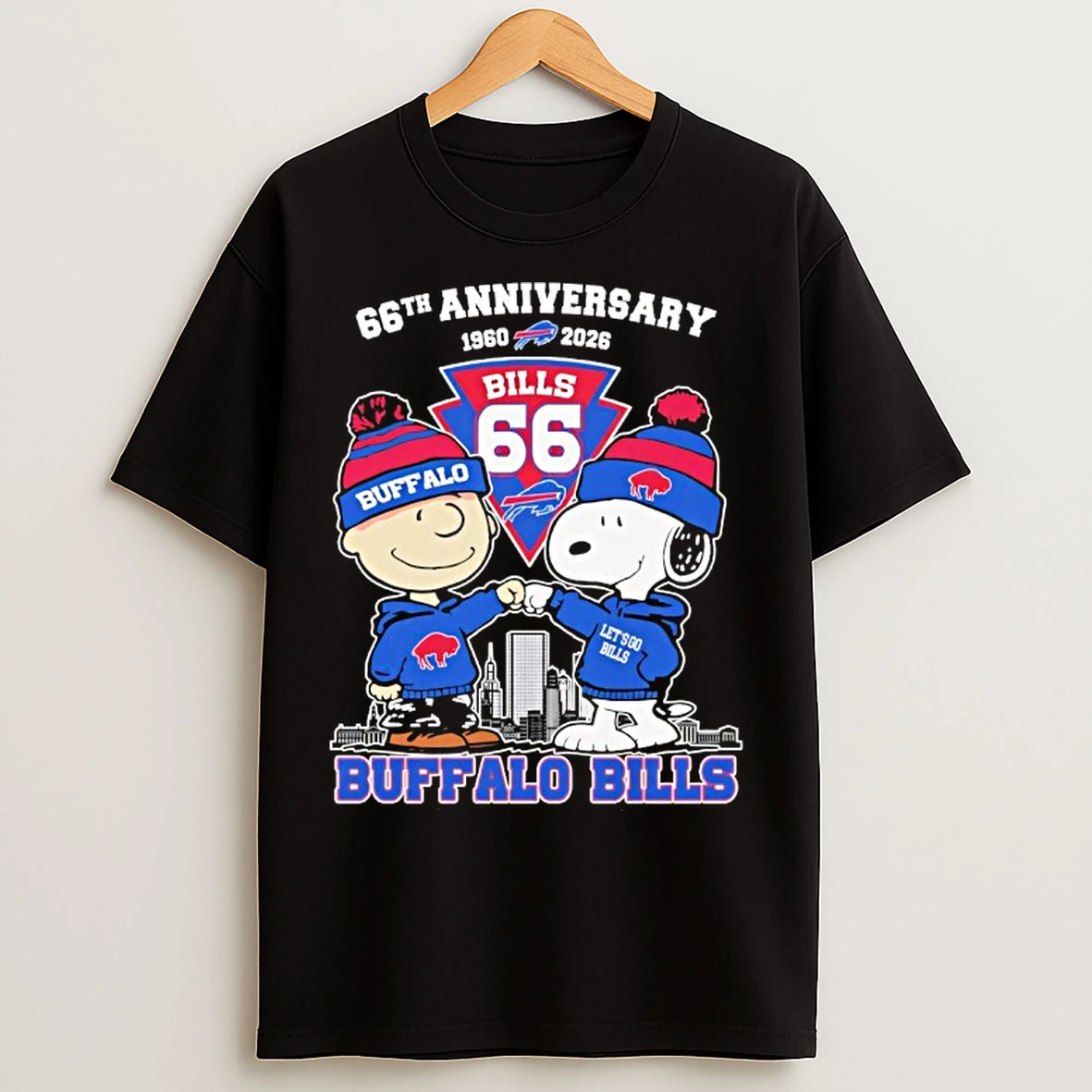 Classic Snoopy And Charlie Brown Buffalo Bills 66th Anniversary 1960 2026 Thank You T Shirts