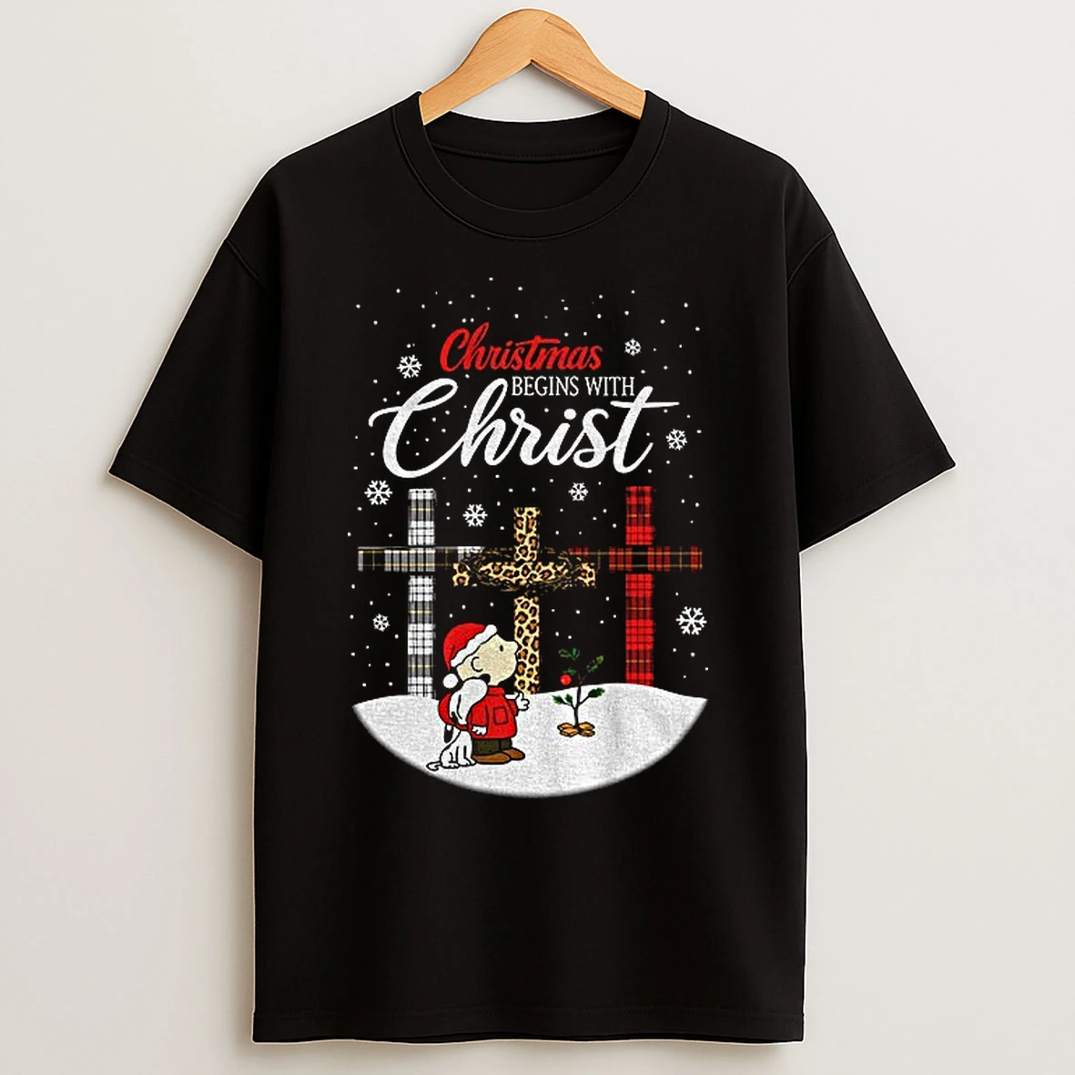 Classic Snoopy And Charlie Brown Christmas Begins With Christ Merry Christmas T Shirts