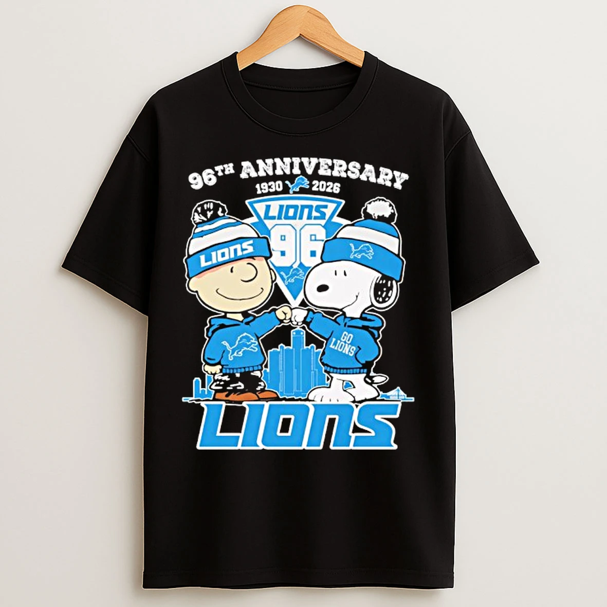 Classic Snoopy And Charlie Brown Detroit Lions 96th Anniversary 1930 2026 Thank You T Shirts