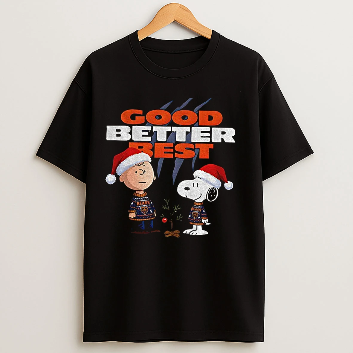 Classic Snoopy And Charlie Brown Good Better Best Chicago Bears Football Nfl Christmas T Shirts