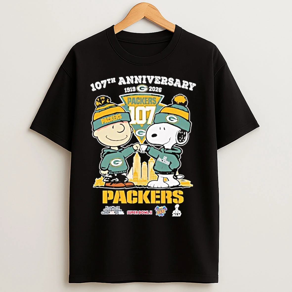 Classic Snoopy And Charlie Brown Green Bay Packers 107th Anniversary 1919 2026 Thank You T Shirts