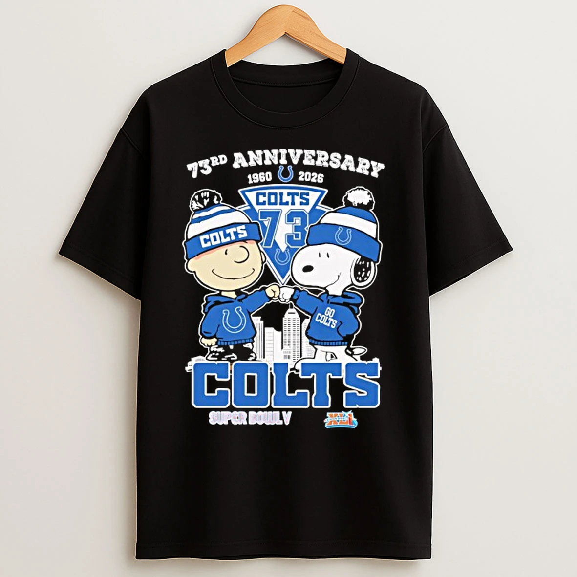 Classic Snoopy And Charlie Brown Indianapolis Colts 73rd Anniversary 1960 2026 Thank You T Shirts