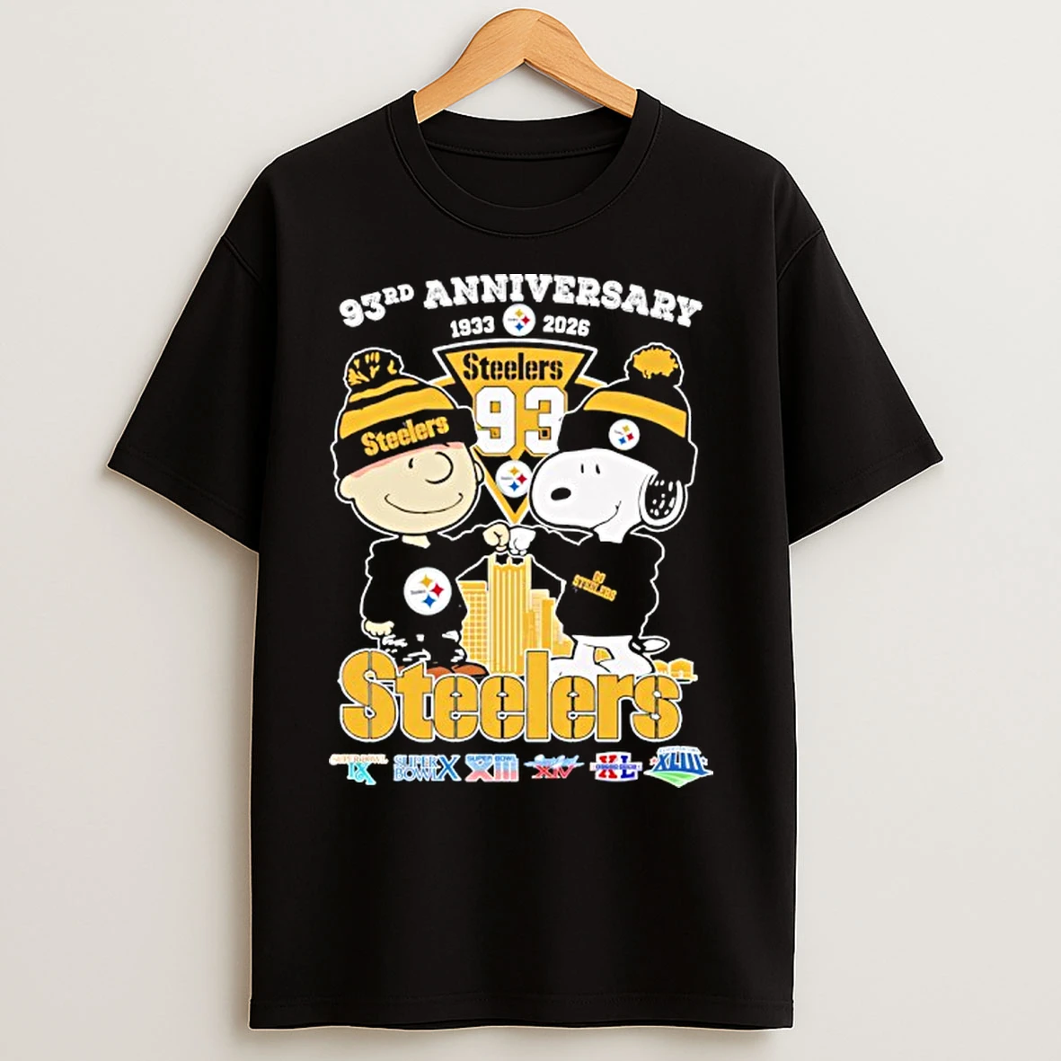 Classic Snoopy And Charlie Brown Pittsburgh Steelers 93rd Anniversary 1933 2026 Thank You T Shirts