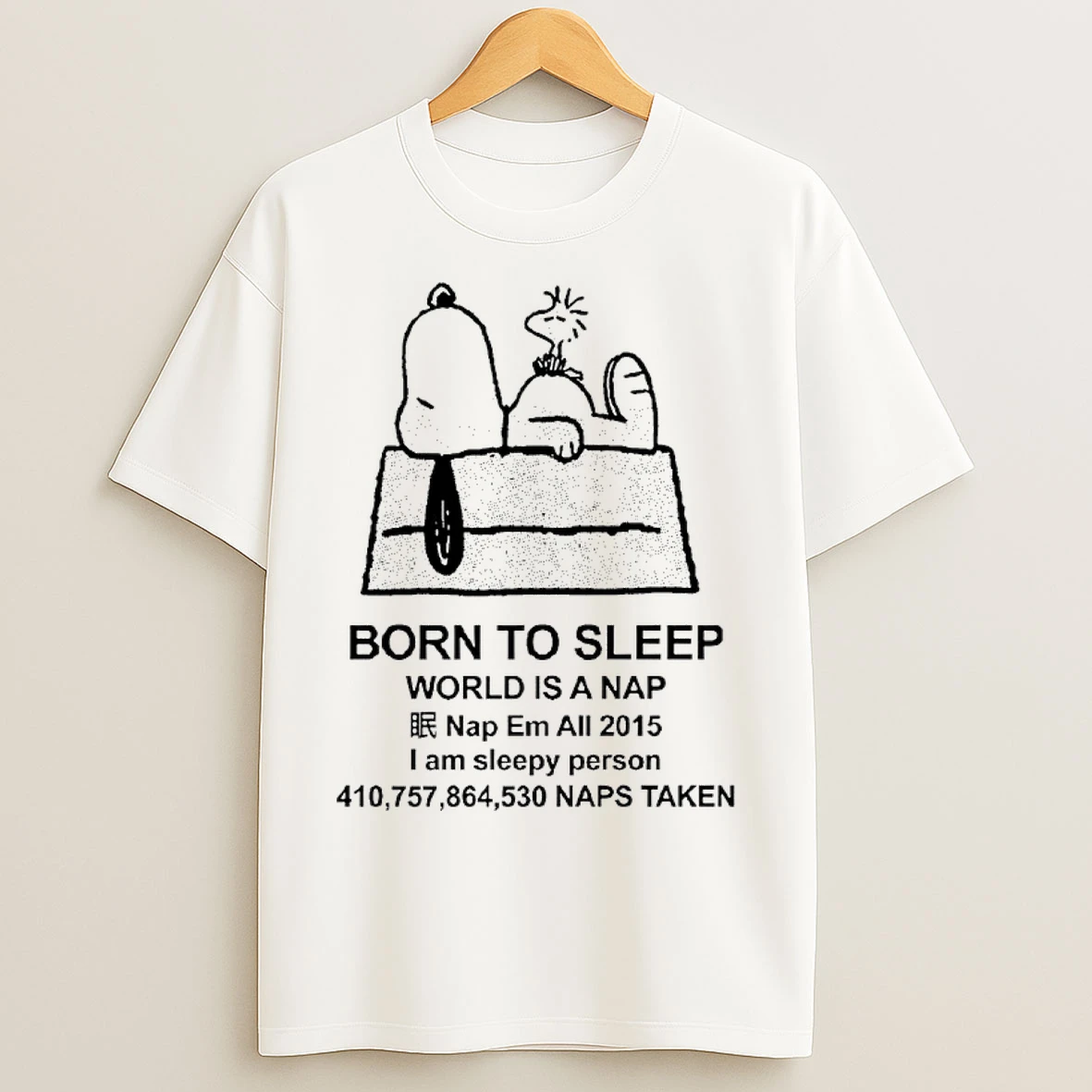 Classic Snoopy And Woodstock Born To Sleep World Is A Nap T Shirts