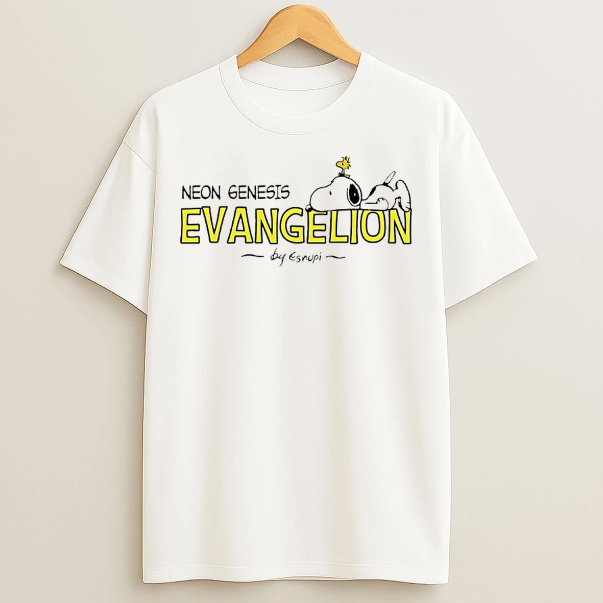 Classic Snoopy And Woodstock Neon Genesis Evangelion T Shirts