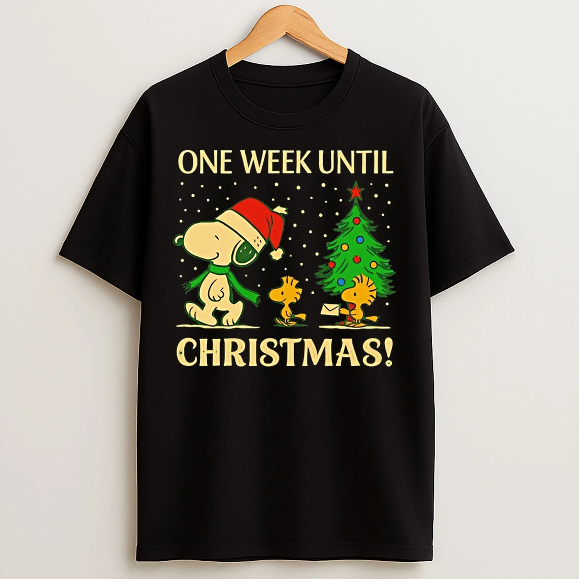 Classic Snoopy And Woodstock One Week Until Christmas 2025 T Shirts