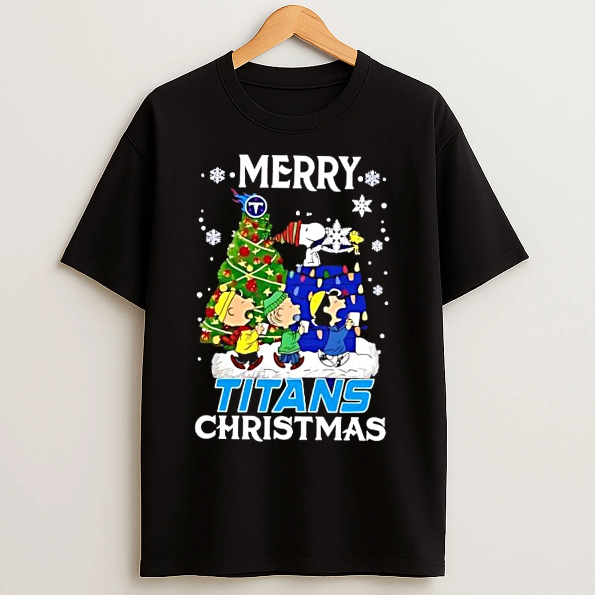 Classic Snoopy And Friends Merry Tennessee Titans Christmas Cute Cartoon T Shirts