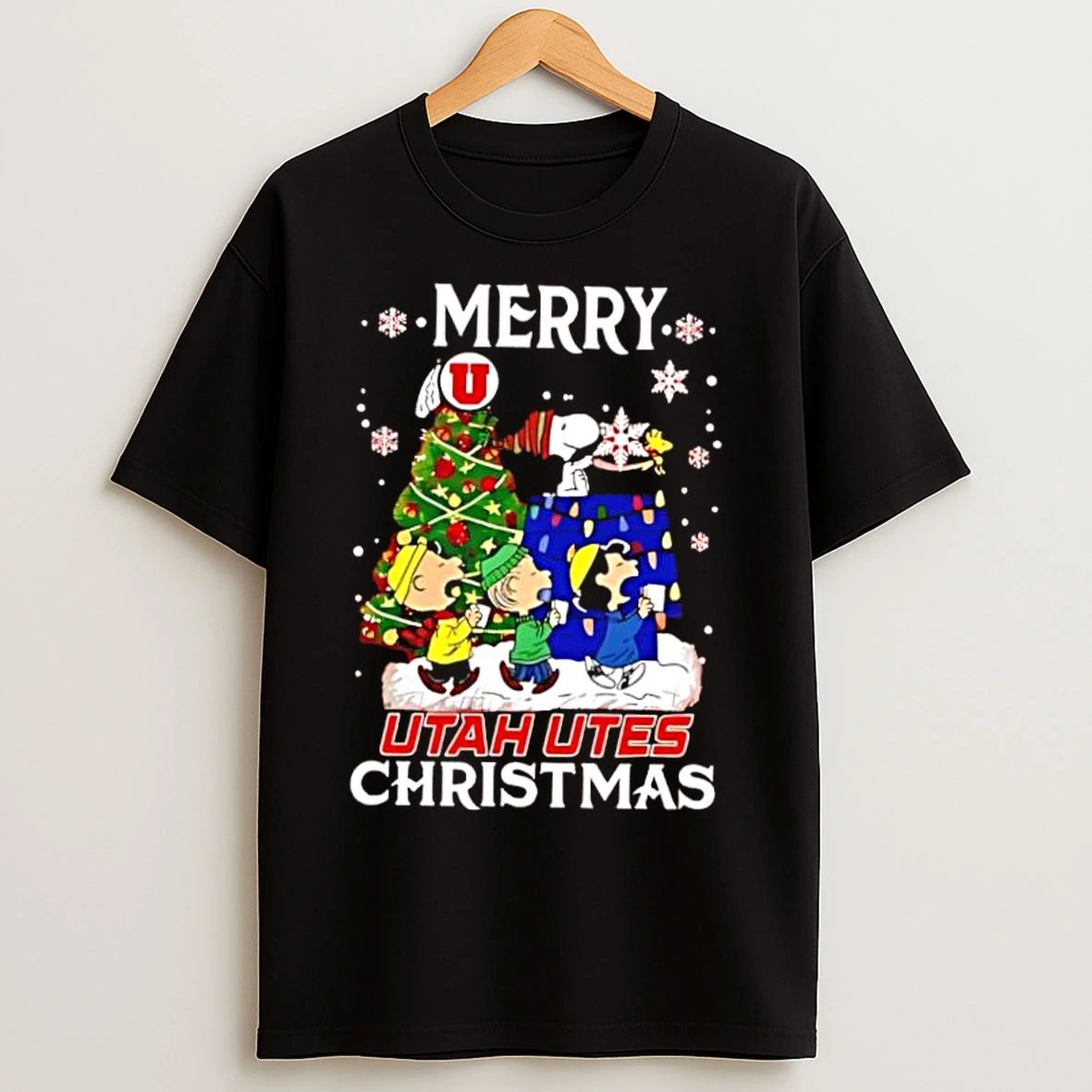 Classic Snoopy And Friends Merry Utah Utes Christmas Cute Cartoon T Shirts