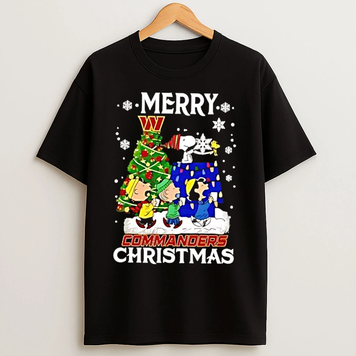 Classic Snoopy And Friends Merry Washington Commanders Christmas Cute Cartoon T Shirts