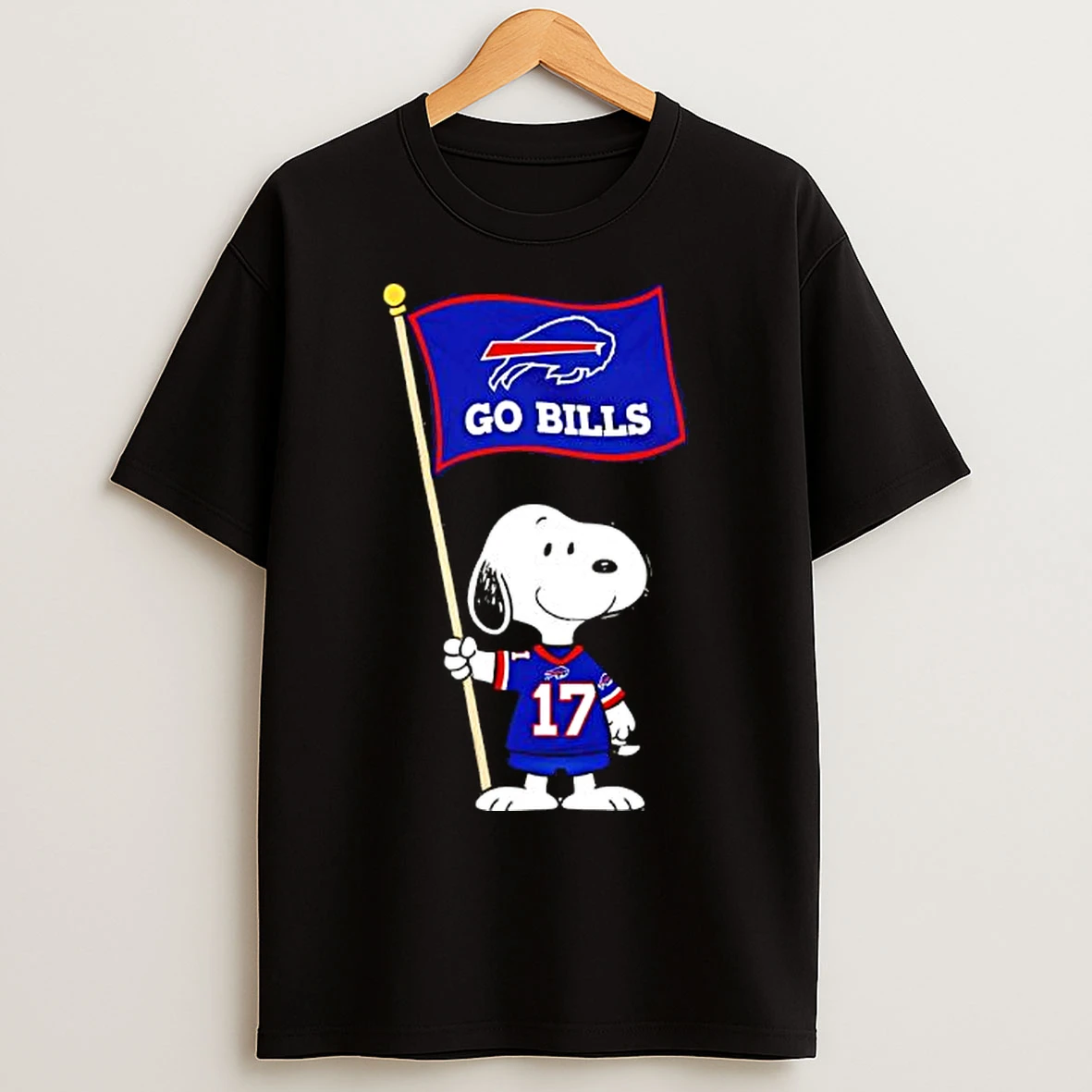 Classic Snoopy Holding Buffalo Bills Flag Go Bills T Shirts