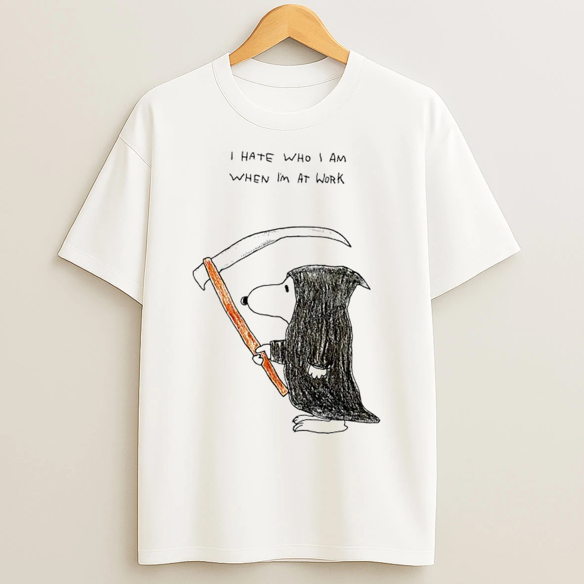 Classic Snoopy The Grim Reaper I Hate Who I Am When Im At Work T Shirts