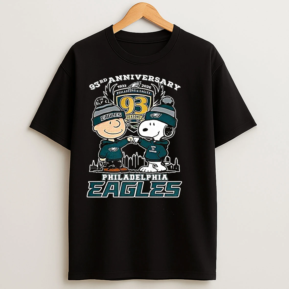 Classic Snoopy Touch Hands Charlie Brown X Philadelphia Eagles 93rd Anniversary 1933 2026 T Shirts