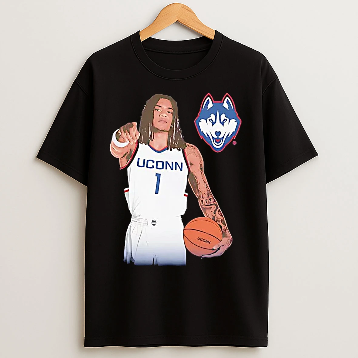 Classic Solo Ball Portrait Uconn Huskies T Shirts