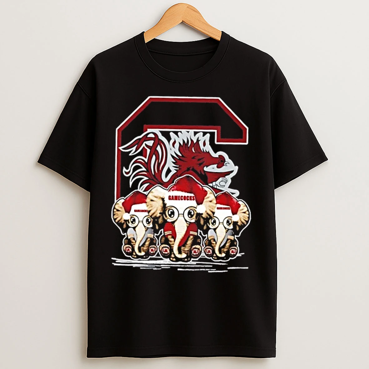 Classic South Carolina Gamecocks X Elephants Santa Hat Merry Christmas T Shirts