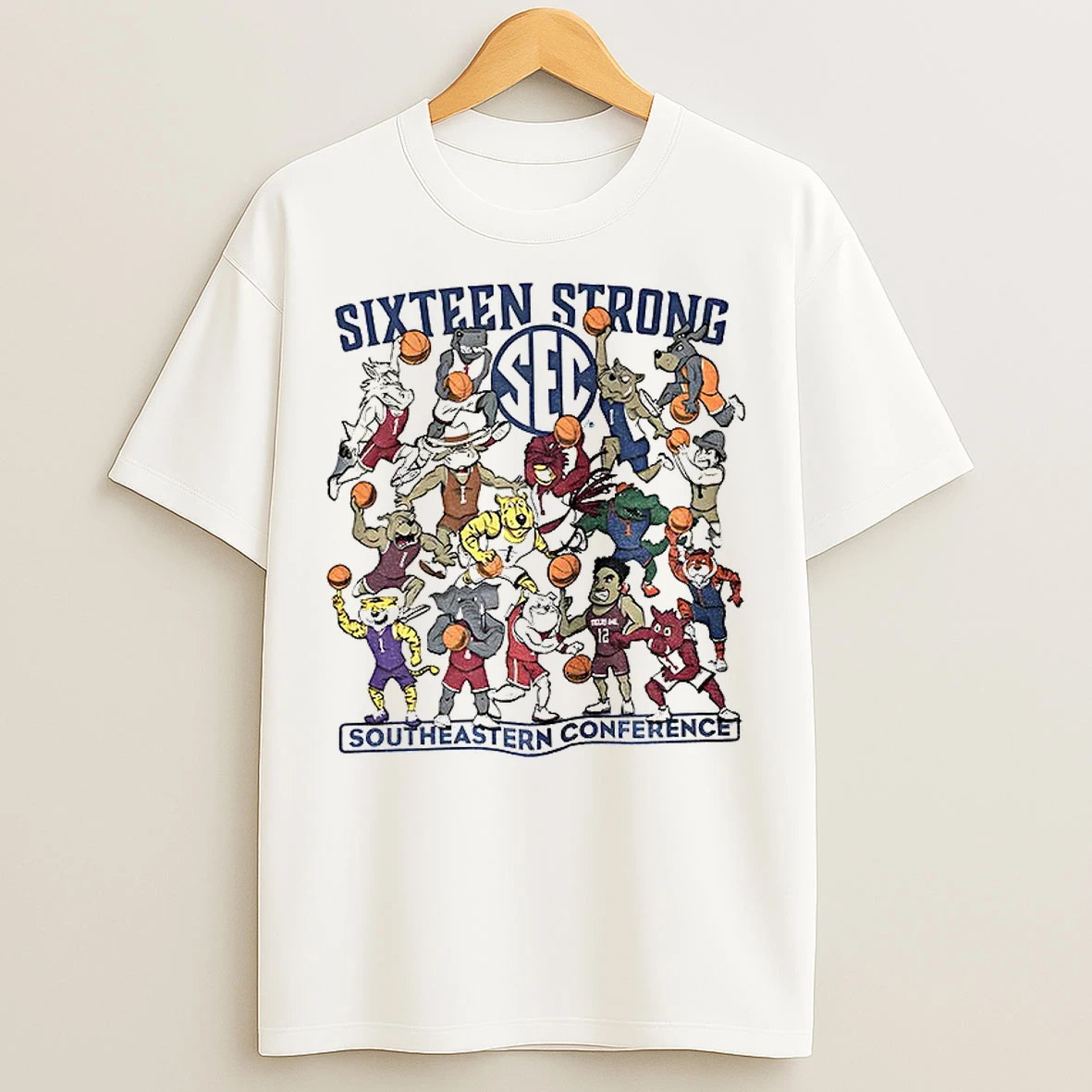 Classic Southeastern Conference Sixteen Strong Basketball Sec Mascots T Shirts