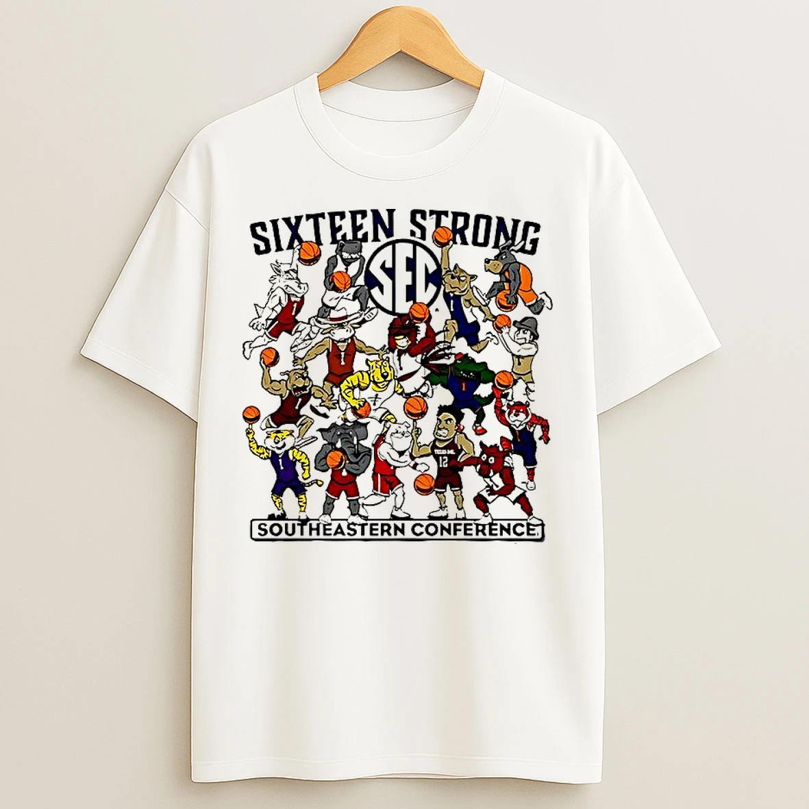 Classic Southeastern Conference Sixteen Strong Basketball Mascot T Shirts