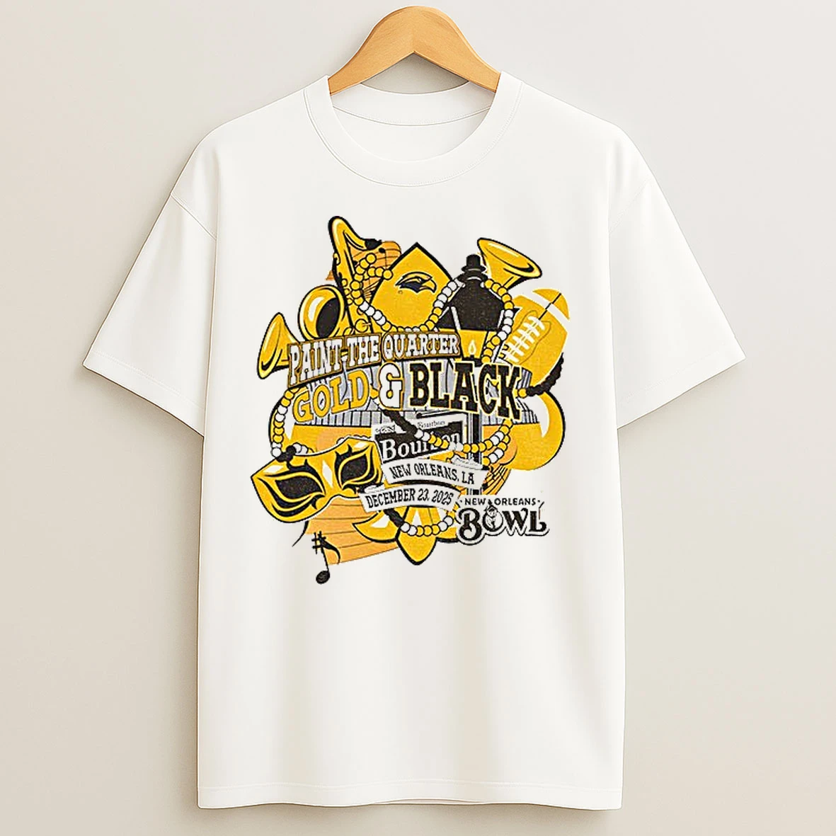 Classic Southern Miss Golden Eagles Football New Orleans Bowl Paint The Quarter Gold And Black December 23 2025 T Shirts