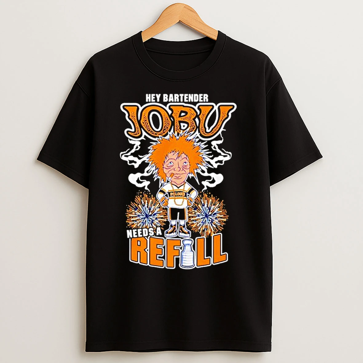 Classic St Louis Blues Hey Bartender Jobu Needs A Refill T Shirts
