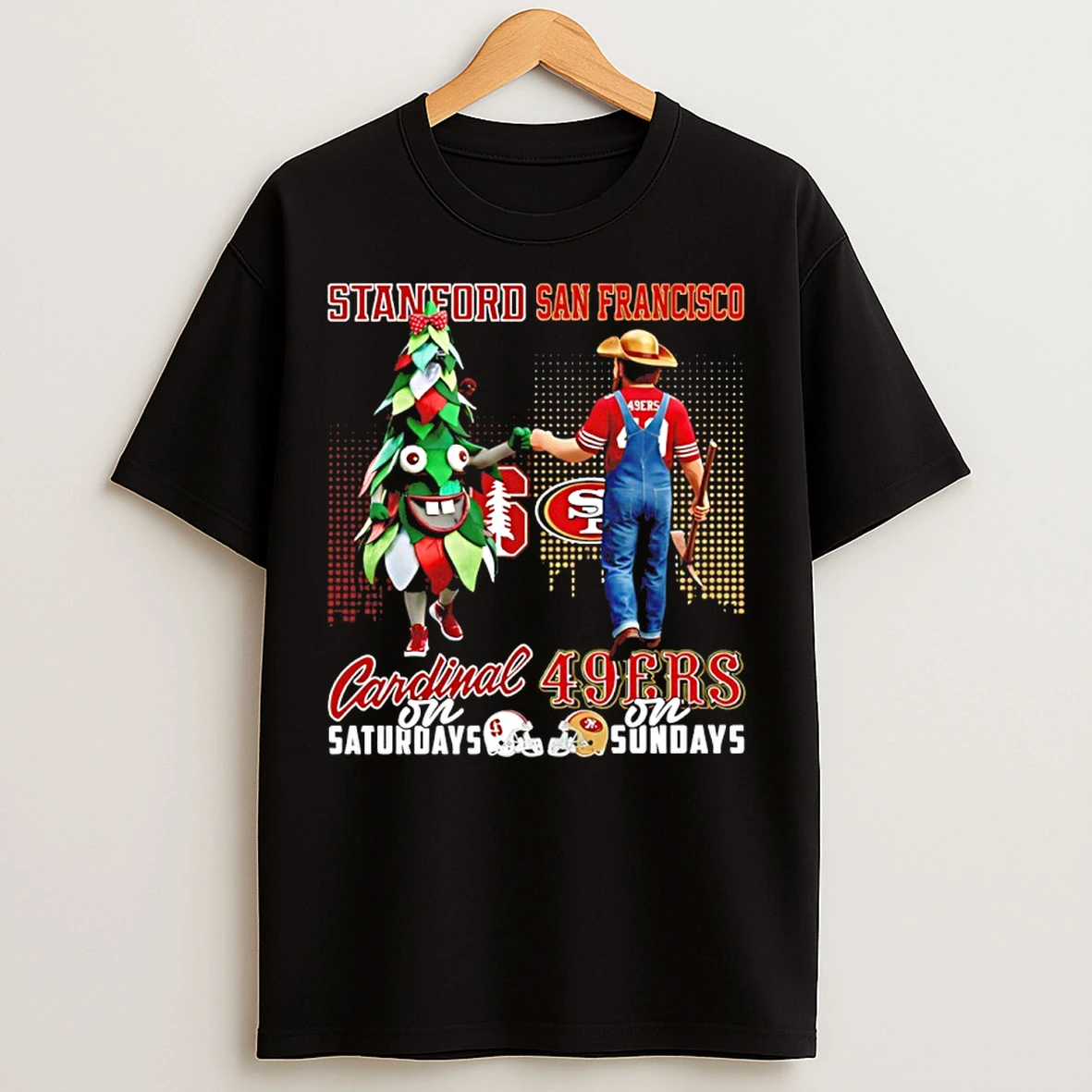 Classic Stanford Cardinal On Saturdays Vs San Francisco 49ers On Sundays Mascot Skyline T Shirts