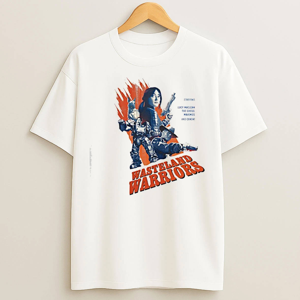 Classic Starring Lucy Maclean The Ghoul Maximus And Cx 404 Fallout Wasteland Warriors T Shirts